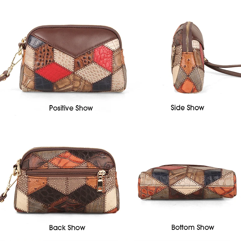 Cobbler Legend New Genuine Leather Women Wallet Coin Purse Small Hidden Zipper Pocket Ladies Phone Purse Stitching Clutch