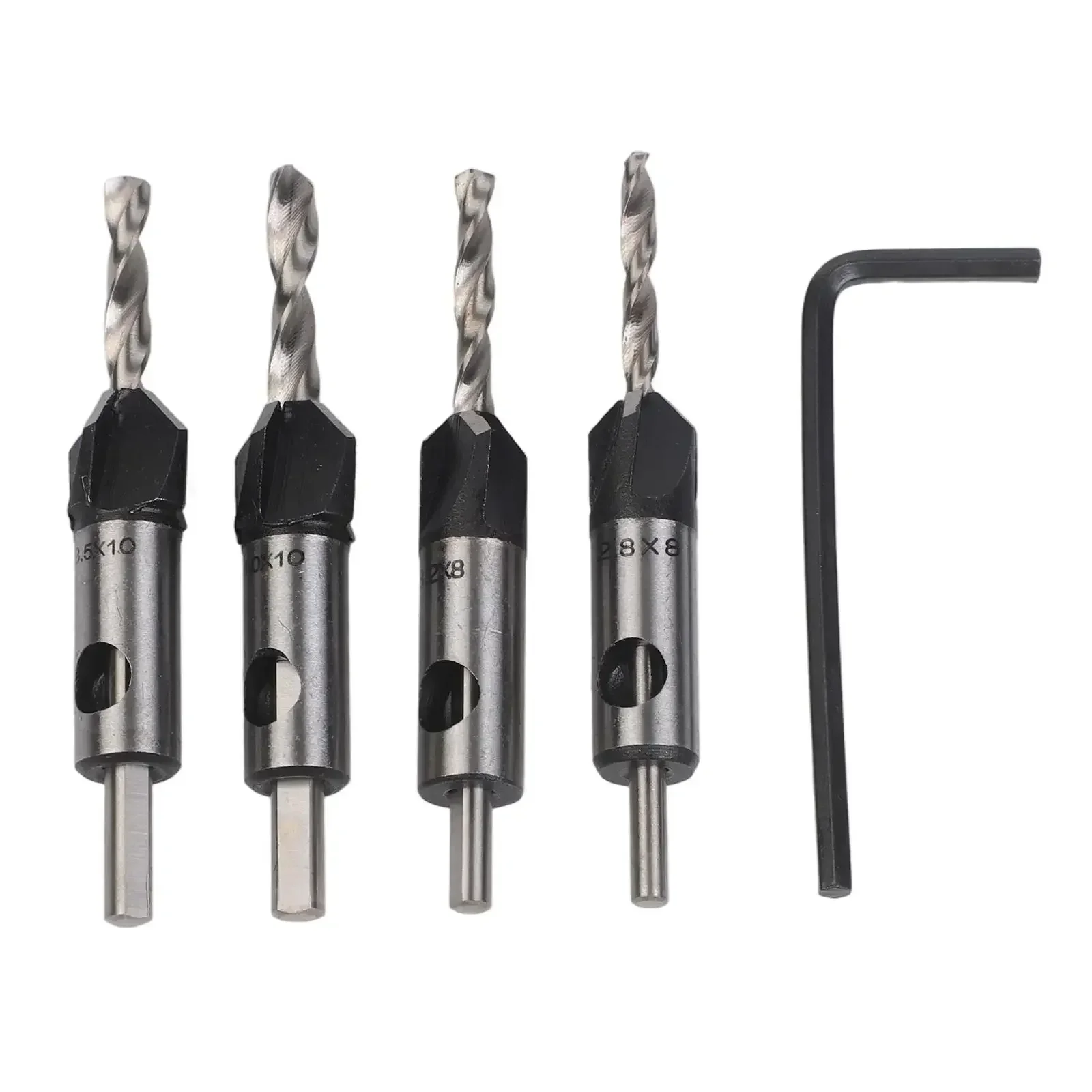 

Tapered Guide Drills 4-Piece Drill Bit Set DIY Home Repairs Efficient Chip Evacuation Exceptional Hardness 120g