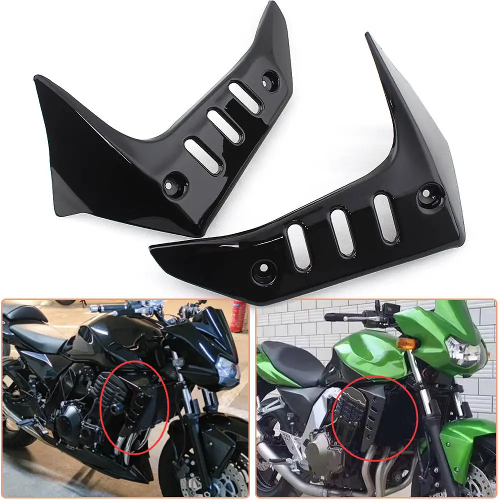 

1 Pair Motorcycle Radiator Cover Set Cowl Fairing Radiator Protector ABS Plastic Black Green For Kawasaki Z750 2004 2005 2006