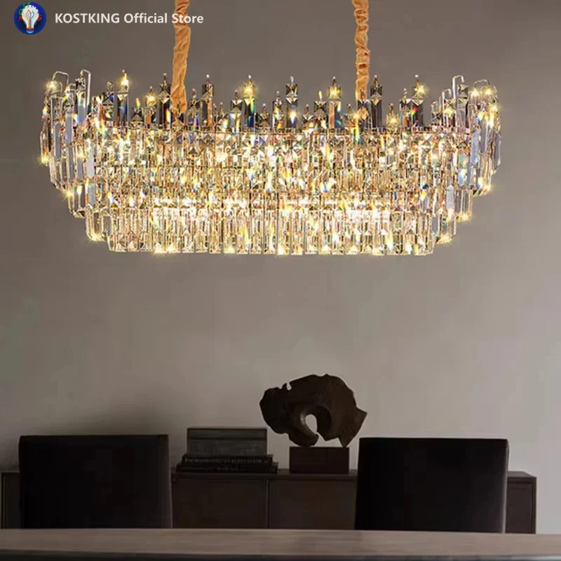 

Modern Crystal Pendant Luxury Ceiling Chandelier Home Decoration LED Hanging Lamp for Living Room Decor Gold Lustre Lighting