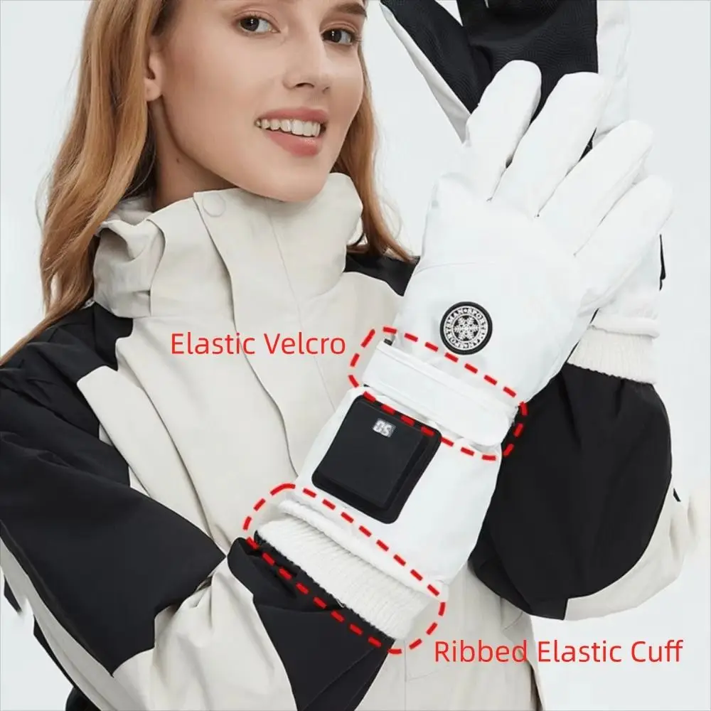 Windproof Electric Heated Gloves Thickening And Velvet Cold-Proof Heating Thermal Mitten Touch Screen Adjustable