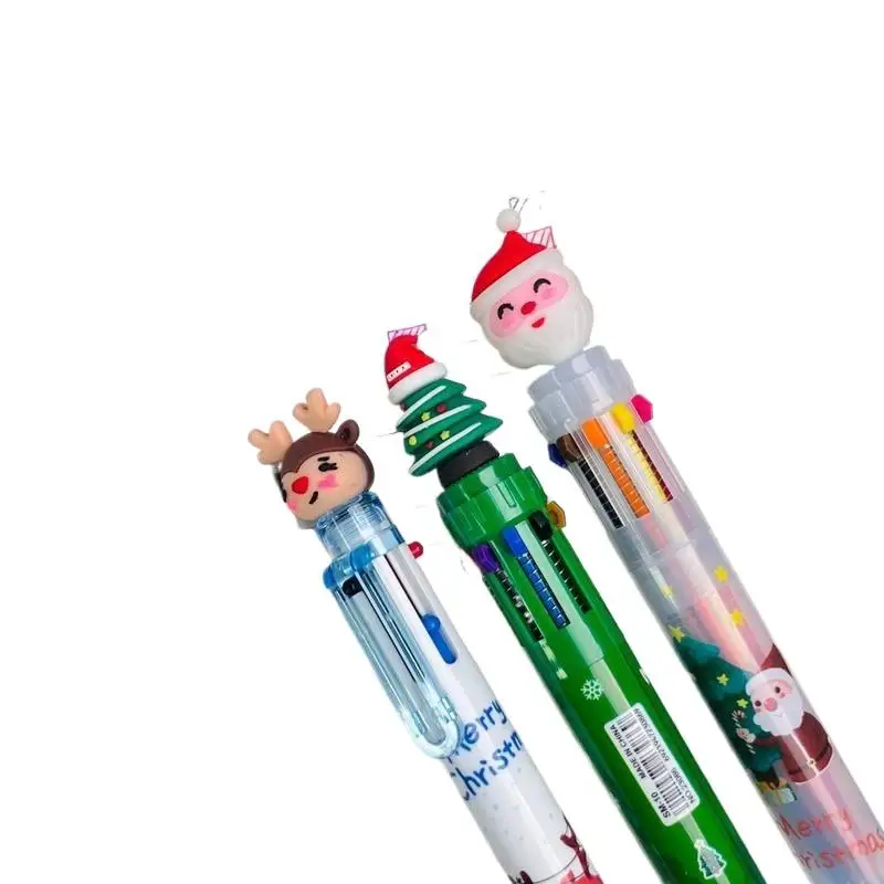 احتفالي الكرتون الكرتون عيد الميلاد قلم حبر جاف سانتا كلوز الملونة كتيب الصحافة القلم ، هدايا عيد الميلاد الطلاب القرطاسية الجوائز