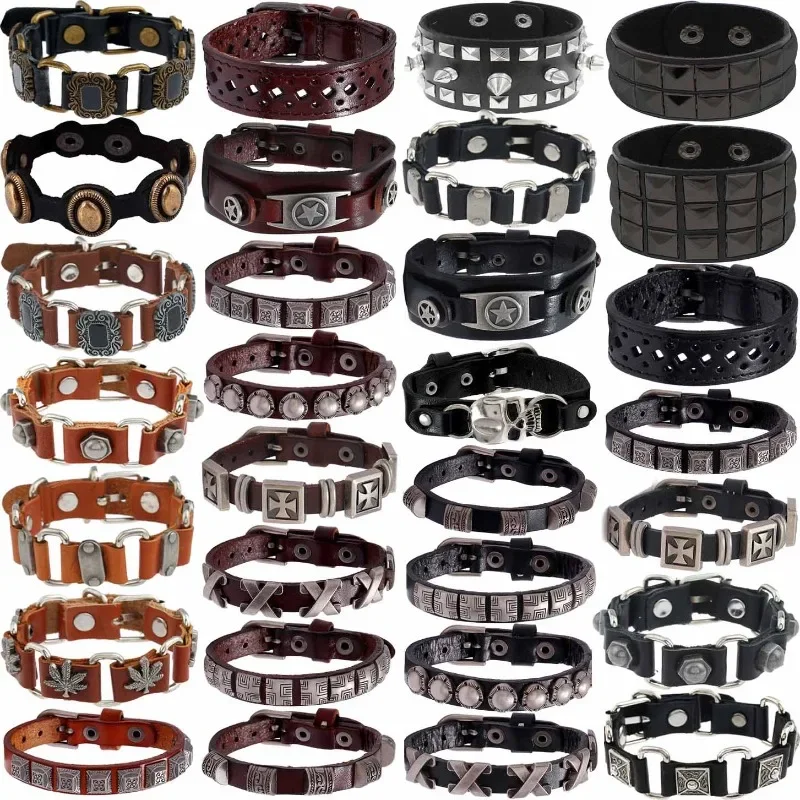 Punk Trend Leather Bracelets for Men and Women Retro Rock Creative Street Party A PU Rivet Bracelet Jewelry Accessories