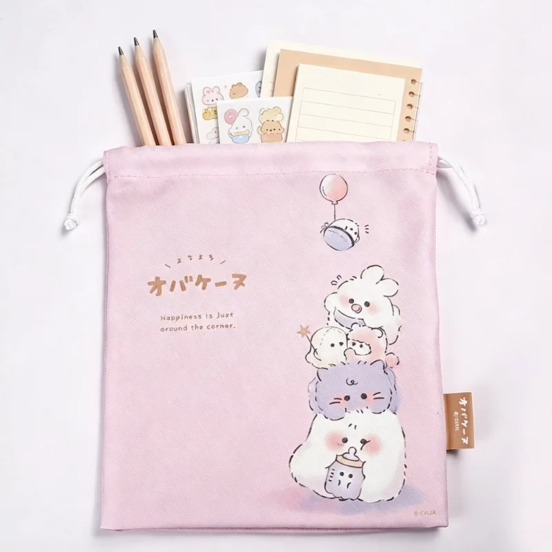 Cartoon Drawstring Storage Bags Stationery Storage Pouch Cute Large Capacity Desktop Organizer Office and School Supplies