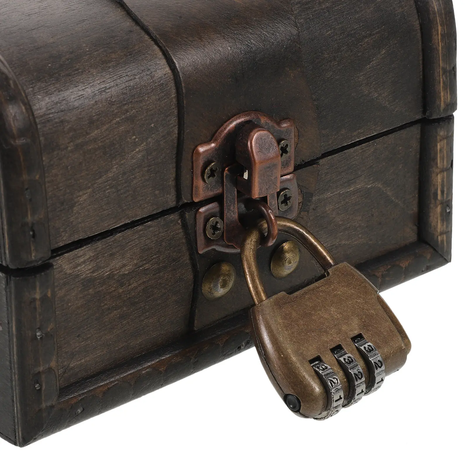 Wooden Vintage Treasure Chest Combination Lock Jewelry Storage Organizer Box Escape Room Puzzle Lockable Decorative