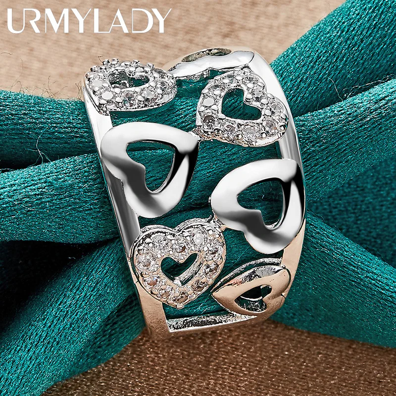 Women's 925 Silver Heart Zircon Wedding Ring