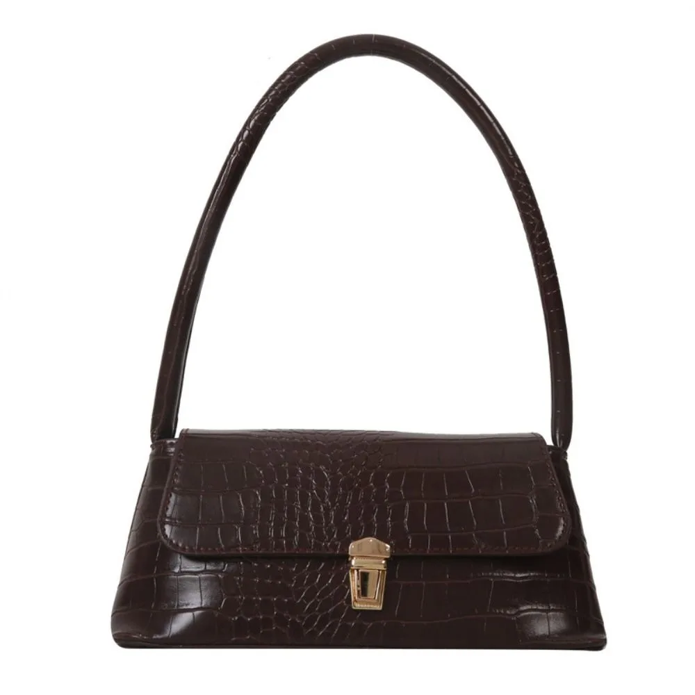 خمر حجر نمط تحت الإبط حقيبة سعة كبيرة موضة بولي Leather حقيبة كتف جلدية النمط الفرنسي حقيبة يد مستطيل حقيبة الإبط