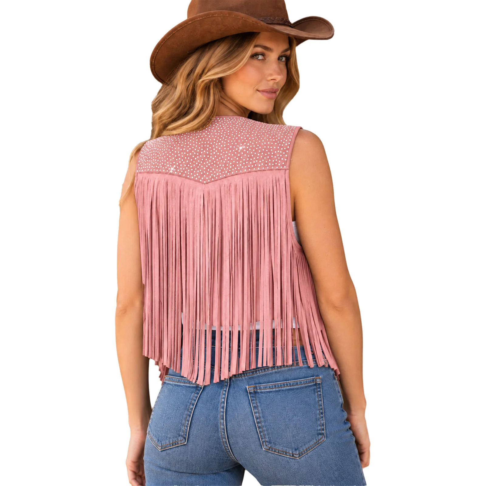 Gilet Cowgirl à Franges et Strass Femme – photo 7