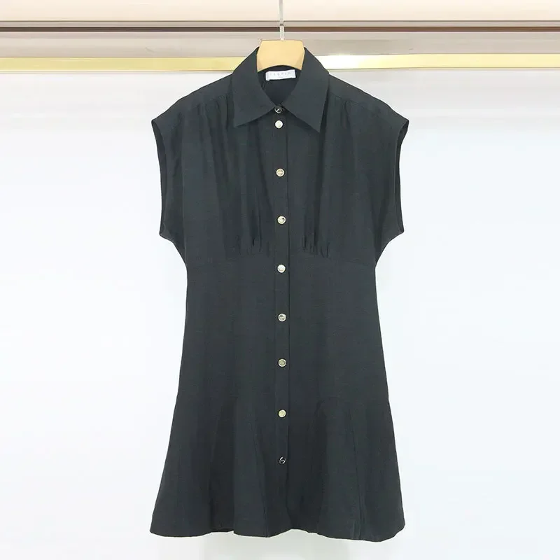 

black woman sleeveless dress office ladies casual summer women's dresses