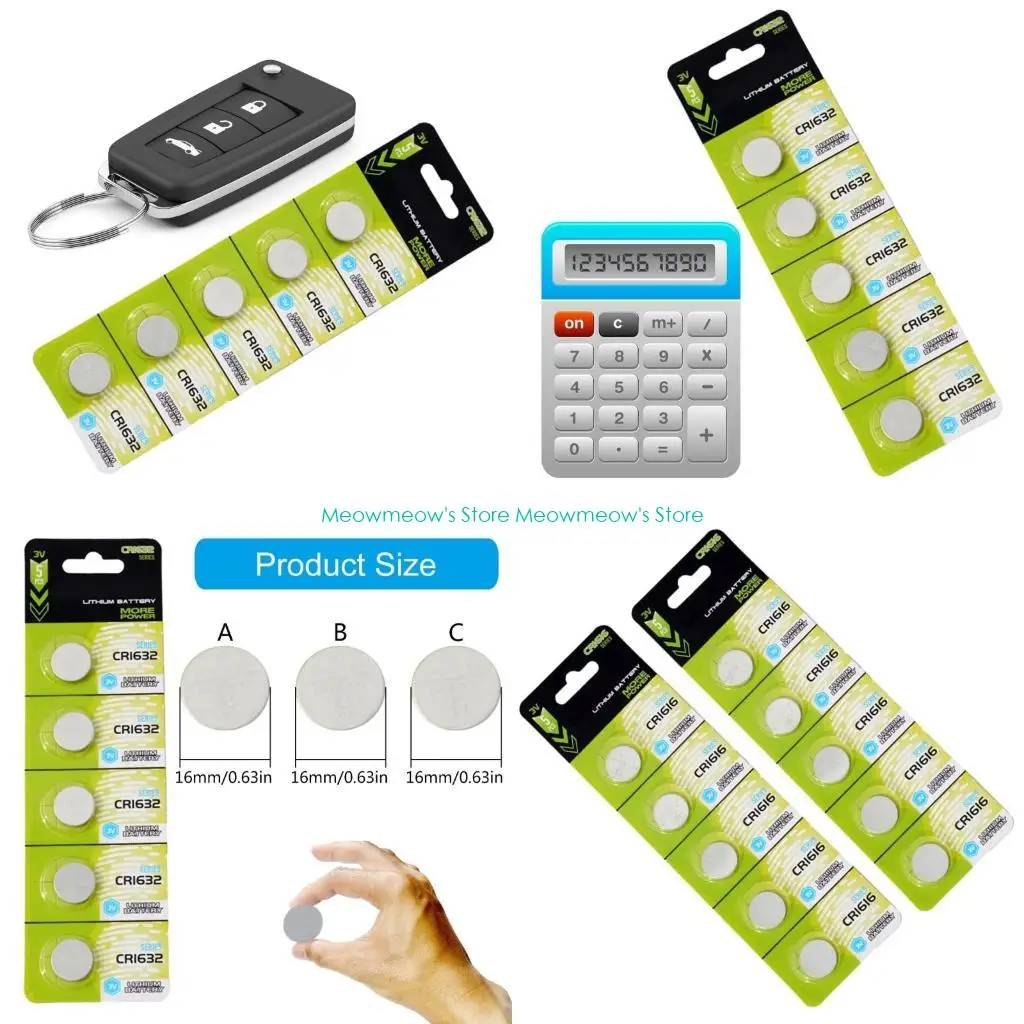 W91A CR1620/CR1632/CR1616 3V 코인 셀 배터리 넓은 온도 범위 CR1616 다양한 전자 장치 용 배터리