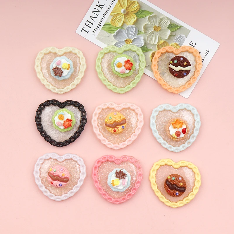 20/200pcs Heart Base Plate Flatback Resin Cabochon for DIY Tableware Decoration Accessories Ornament