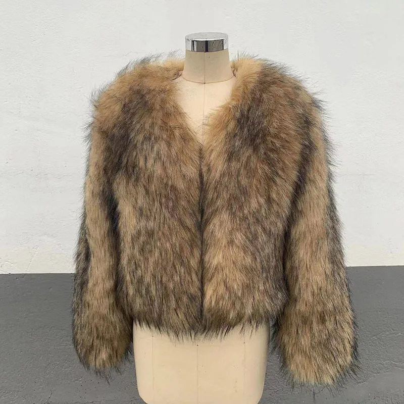 

Y2KFall/Winter 2024 New Fashion Women'S Casual Long Sleeve Imitation Raccoon Artificial Fur Coat