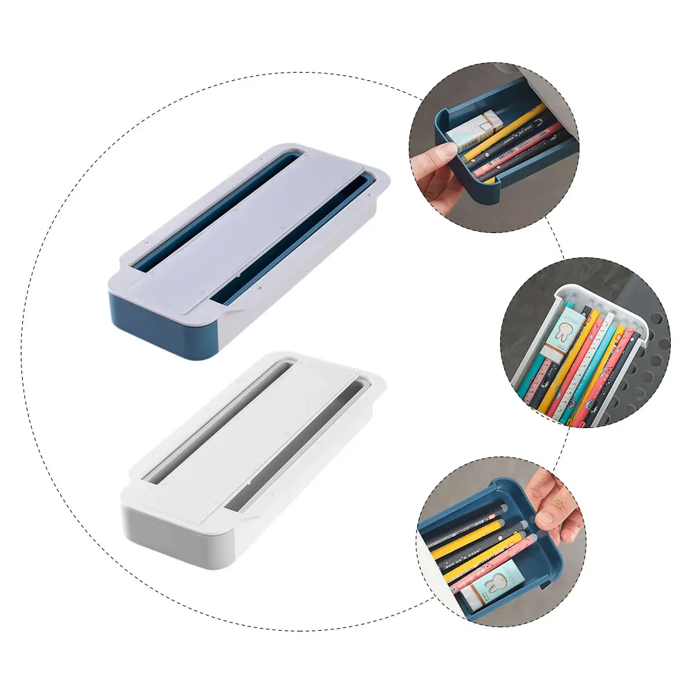 

2 Pcs Hidden Stationery Box Practical Space Saving Self Adhesive Desk ganizer Home Office Classroom Use
