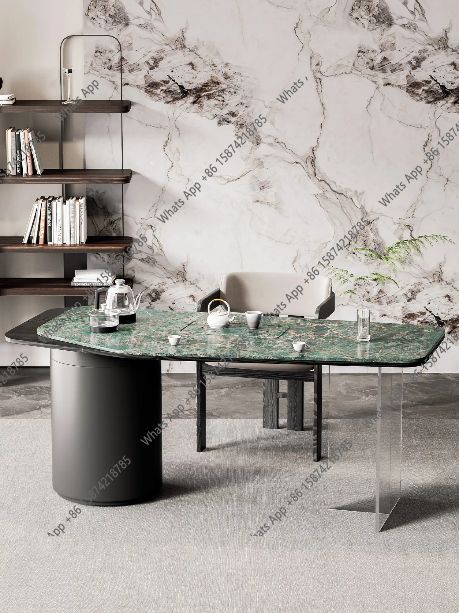 

Balcony small tea table, light luxury, modern high-end slate, small tea table, tea table and chair combination, new high-end