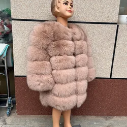 HUA QIU MEI SI new children's fur coat long children real fox fur coat for winter warmth 100% Kids real fox fur coat long