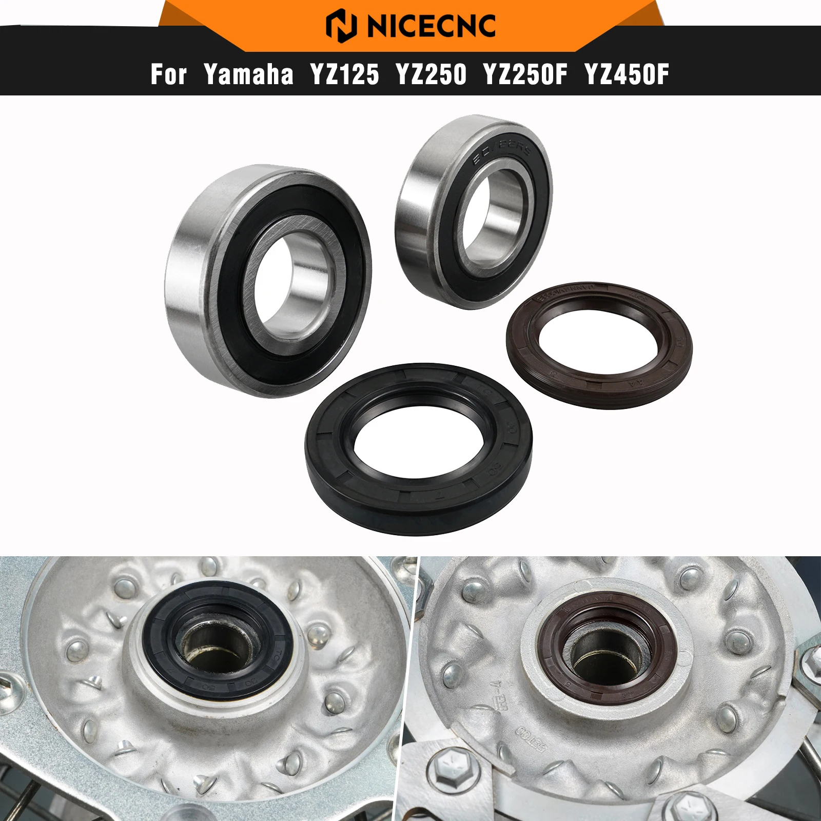 

NICECNC Rear Wheel Bearings & Seals Kit For Yamaha YZ125 YZ250 1999-2024 YZ250F YZ450F 03-2008 YZ125X YZ250X 20-24 WR250F WR450F