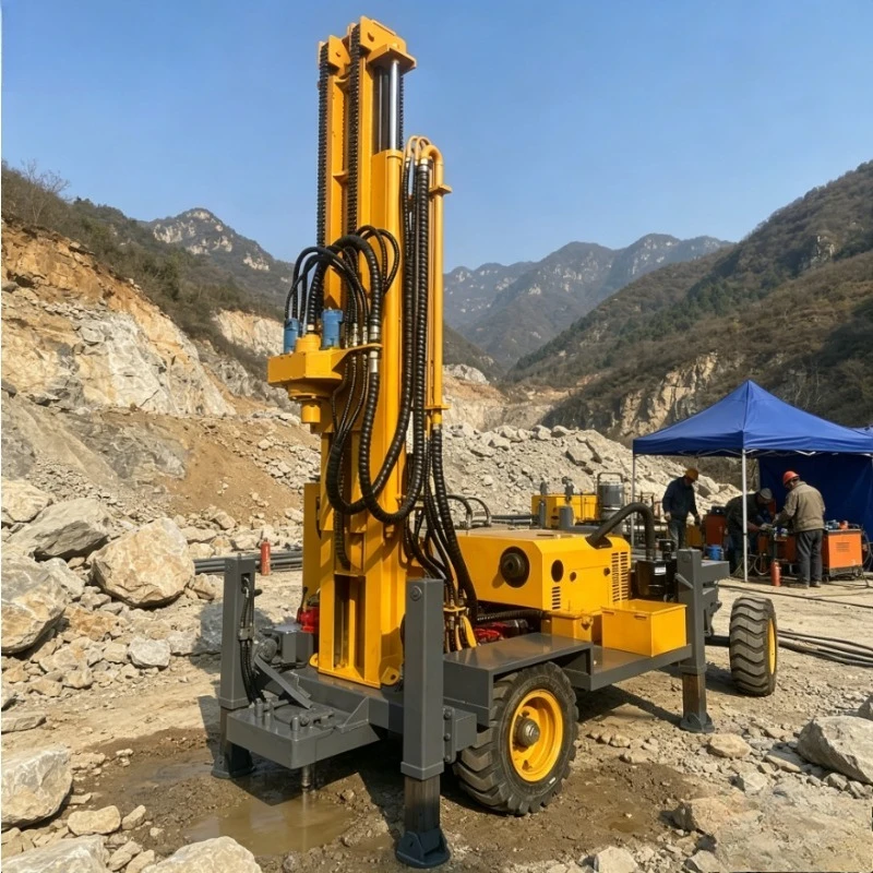 Customized Water Well Drilling Rig Portable Wheeled Pneumatic Borehole 200M Depth Water Well Rig Diesel Engine Rock Mine Drill