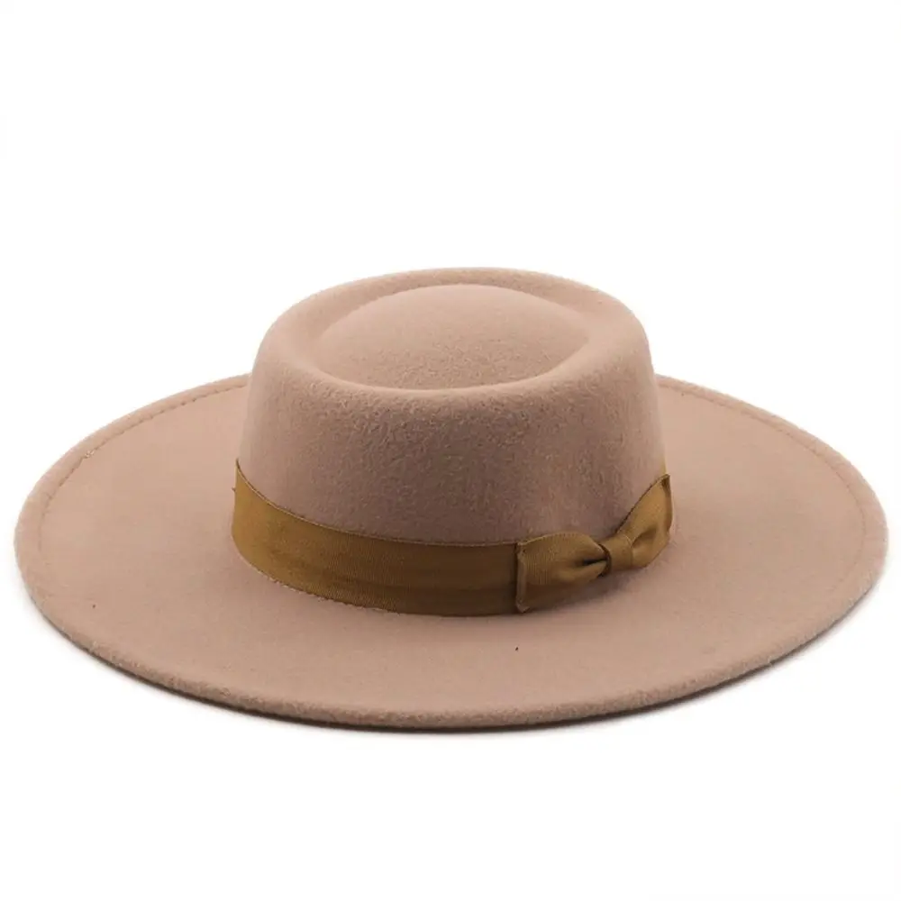 Church Derby Hat Retro Bow Ladies Cap Fedora Wide Brim Derby Hat Women Bowler Hat