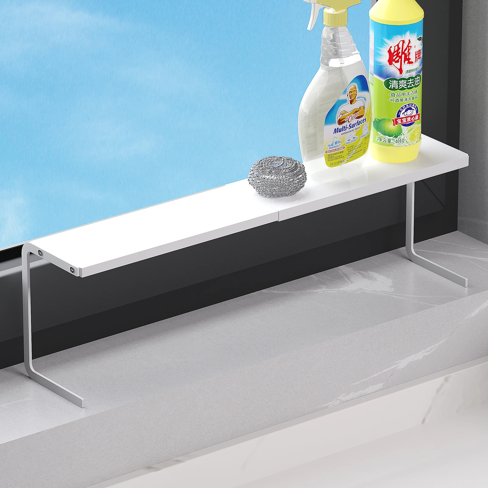 Schmales, doppelschichtiges Blumenregal für Küchenfensterbank, ausziehbar für Sukkulenten, Verlängerung mit ultraschmalem Spalt, Verbreiterung der Fensterbank