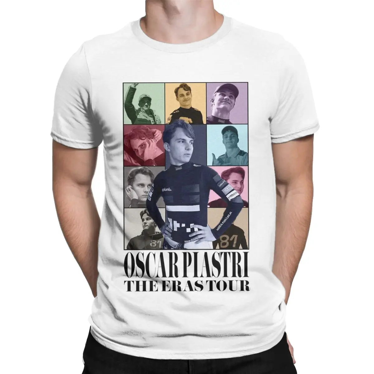 Men T-Shirt Oscar Piastri The Eras Tour Leisure Cotton Tee Shirt Short Sleeve T Shirt Round Neck Clothing Plus Size