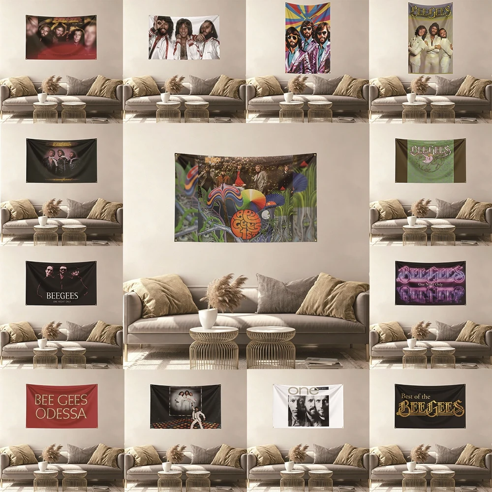 bee gees Music Flag Banner Vivid Color Fade Resistant With Metal Grommets Outdoor Garden Yard Indoor Dorm Room Wall Hanging Deco