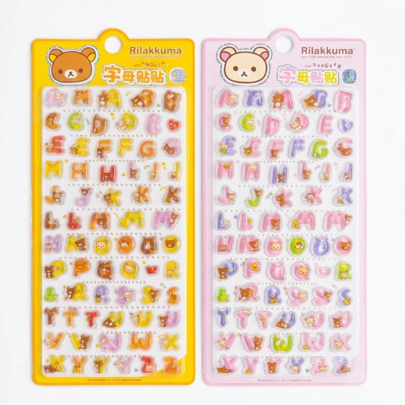 Rilakkuma 3d Stereo Relief Stickers Official Licensed Cute Cartoon Alphabet Fruit Dopamine Decorative Stickers For Diy Scrapbook