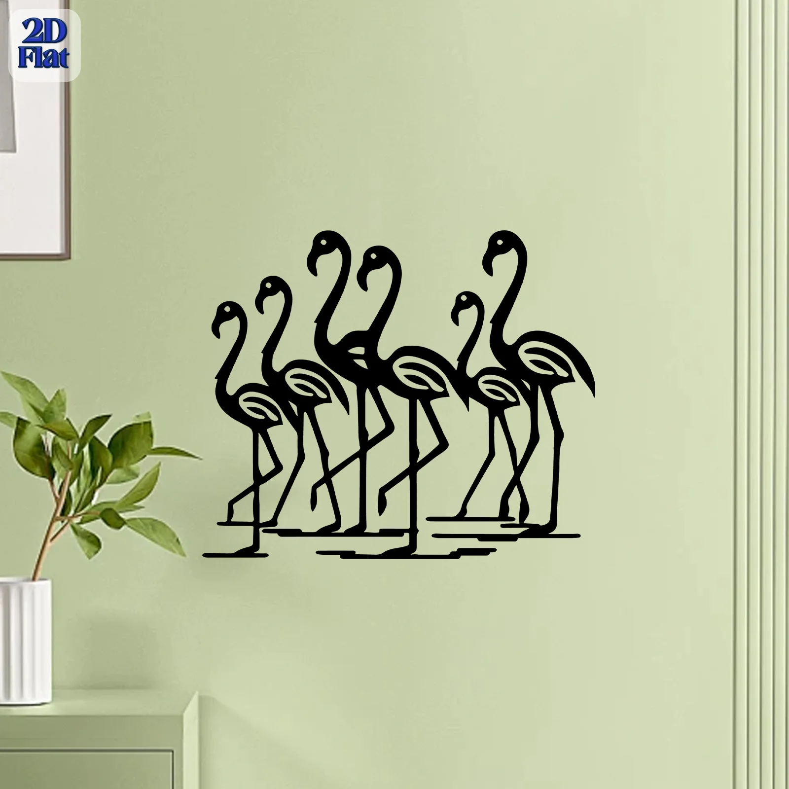 Brand 2D Flat Contemporary Crane Bird Metal Wall Art,Laser‑Cut Elegant Perched Wildlife Silhouette Sculpture for Living Room