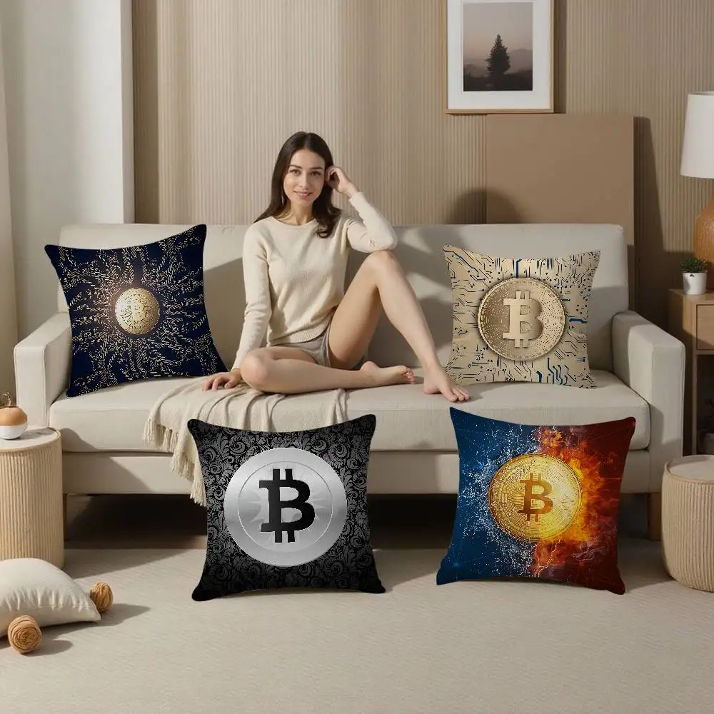 

Cool Popular B-BitcoinS Logo Cushion Cover Inches Farmhouse Decor Home Throw Pillow Covers for Couch Decorations