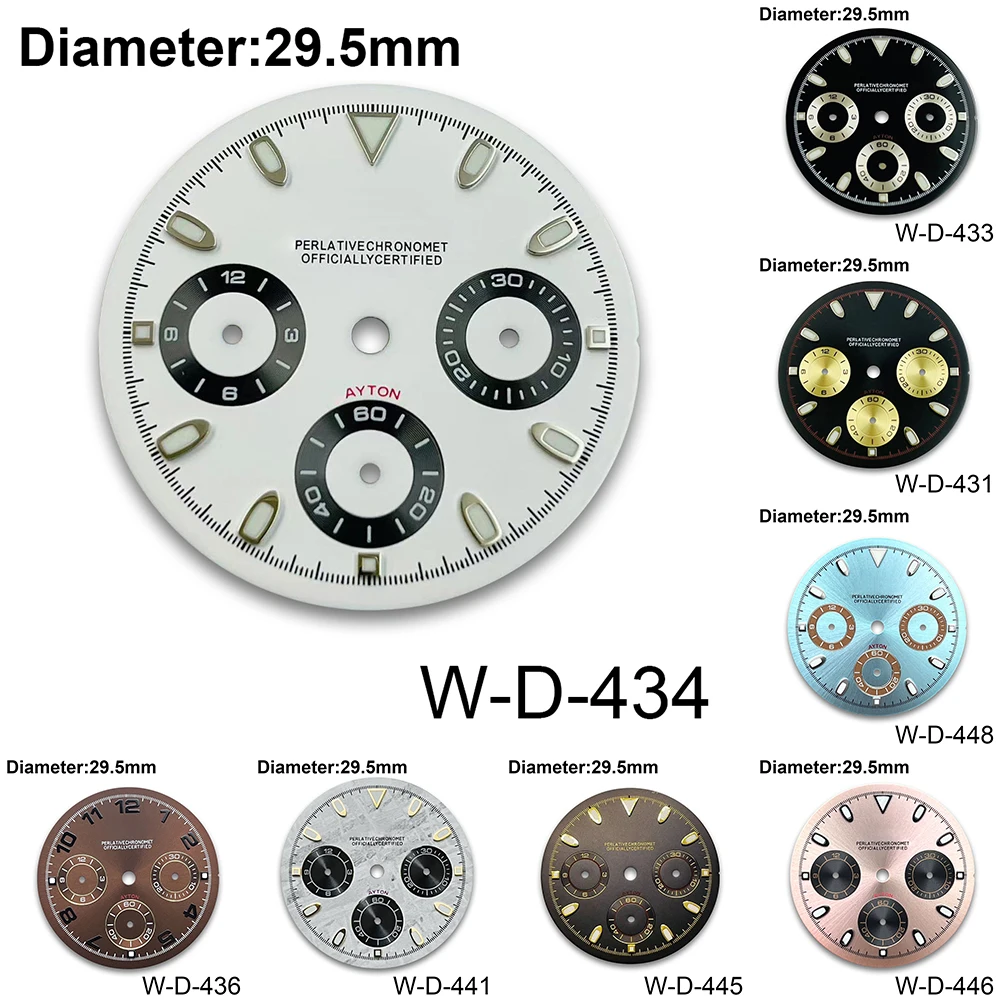 

29.5mm DTN Panda S Dial Suitable For VK63 Movement Green LuminousWatch Modification Accessories Green Luminous Diver 150 Windows