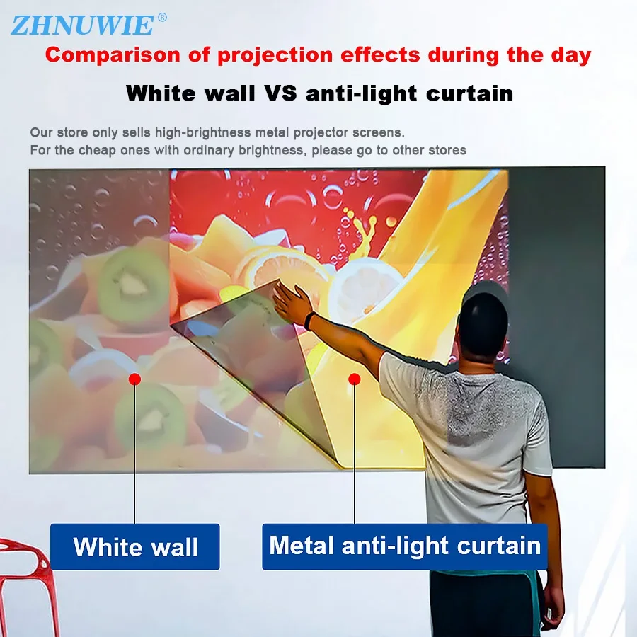 

High brightness Projector Screen Simple 16:9 Anti-Light Curtain 150 72 84 100 120 133 Inches Home Outdoor Office Portable 3d HD