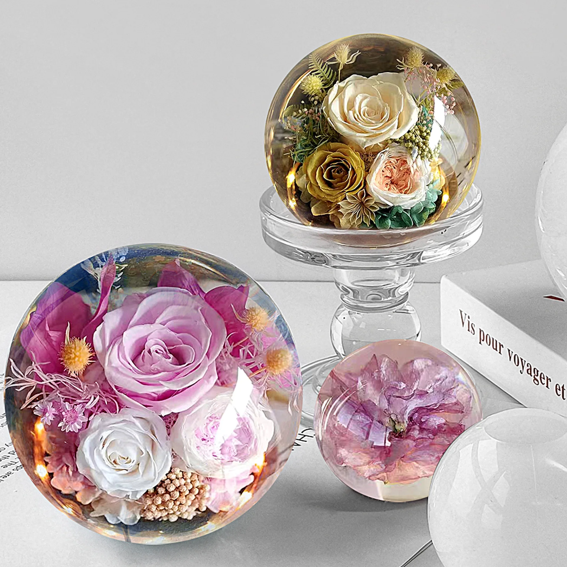 

Crystal Epoxy Resin Sphere Silicone Mold 3D Ball Shape Drop DIY Handmade Planet Series Aromatherapy Candle Making Supplies