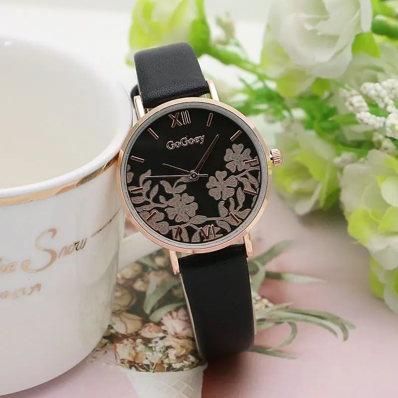 Luxury Watch For Women Simple Dress Ladies Quartz Leather Wristwatch GOGOEY Elegant Flower Female Clock Dropship reloj mujer