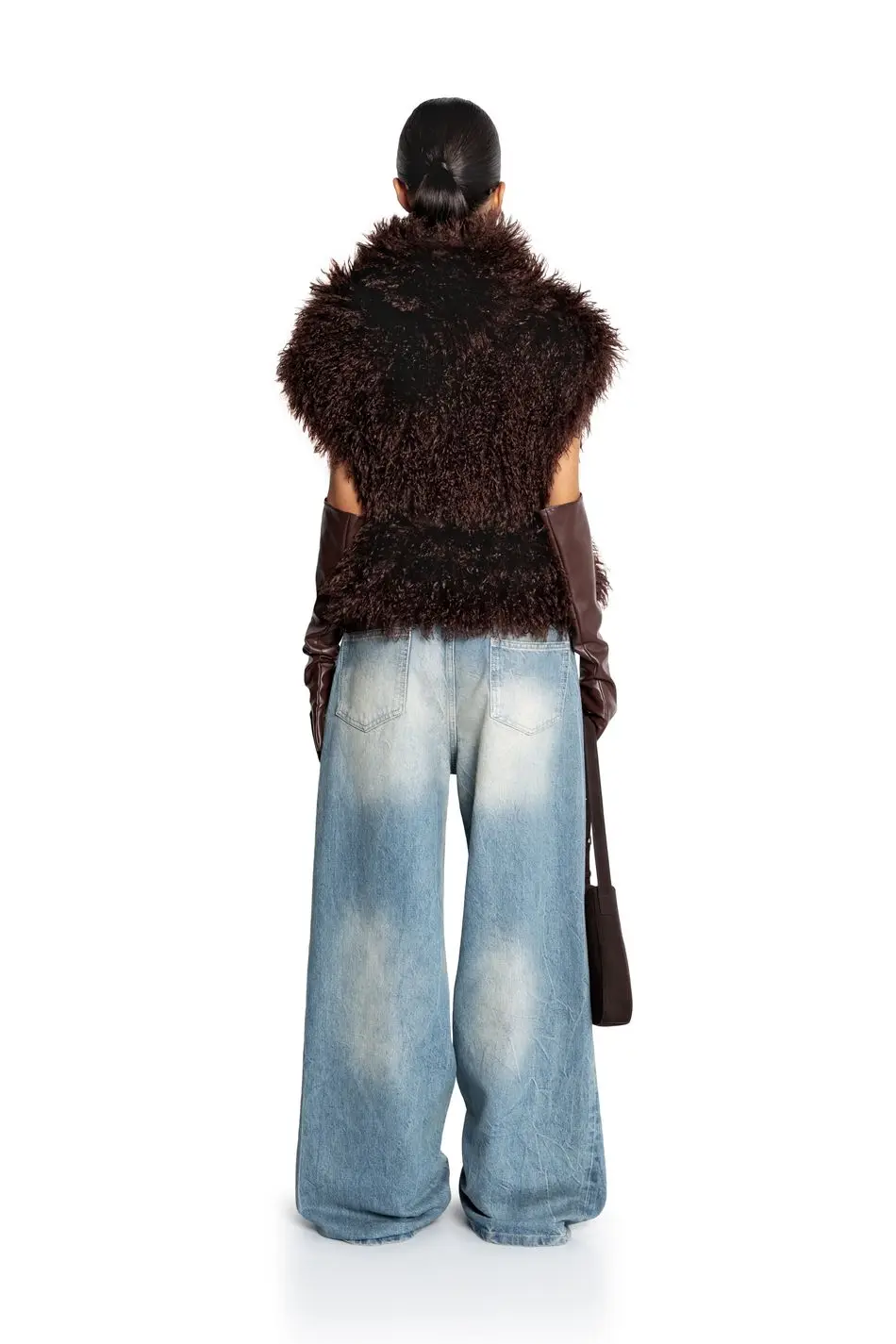 Laur 2026 Women Faux Leather Short Jacket With Fluffy Big Fur Collar Oversized Warm Winter Biker Coat For Ladies