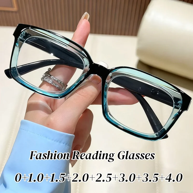 

High Definition Women's Reading Glasses Men Vintage Square Presbyopia Trendy Blue Light Blocking Far Sight Eyeglasses Frames
