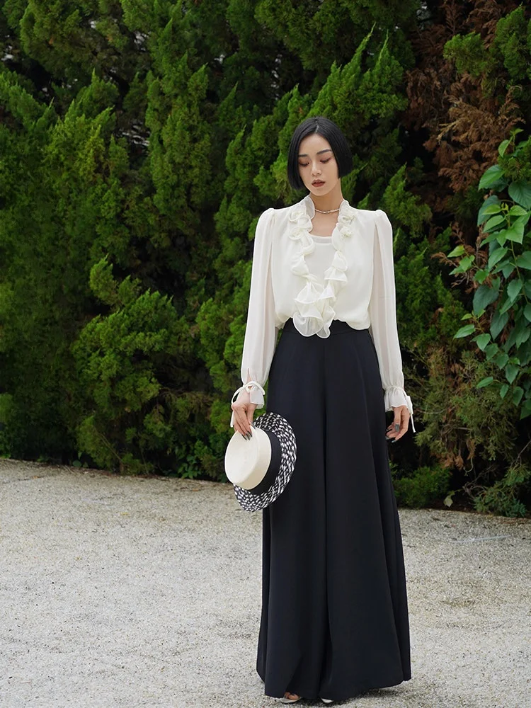 

Ele Thin Georgette irt Женский топ Sle Musoom для похудения Весенняя мода Длинная блузка из полиэфирного волокна Све