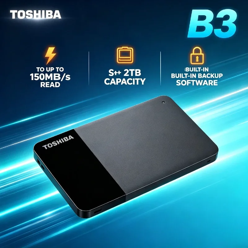 Toshiba B3 1TB 2TB 4TB USB 3.0 Portable Hard Drive 2.5 Inch for Home Office Laptop Mac Android Pro Max Unit