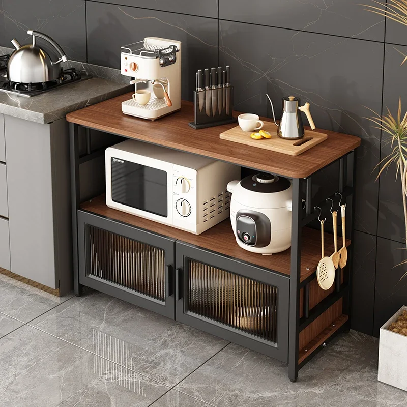 

Kitchen rack large floor to ceiling multi-layer microwave oven rock slab