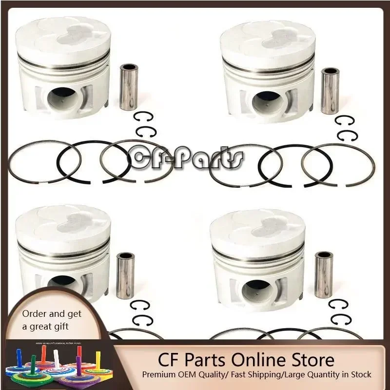 Nuevo Kit de 4 Pistones STD con Anillo 12010-09W01 Compatible con Motor Nissan SD23 89MM
