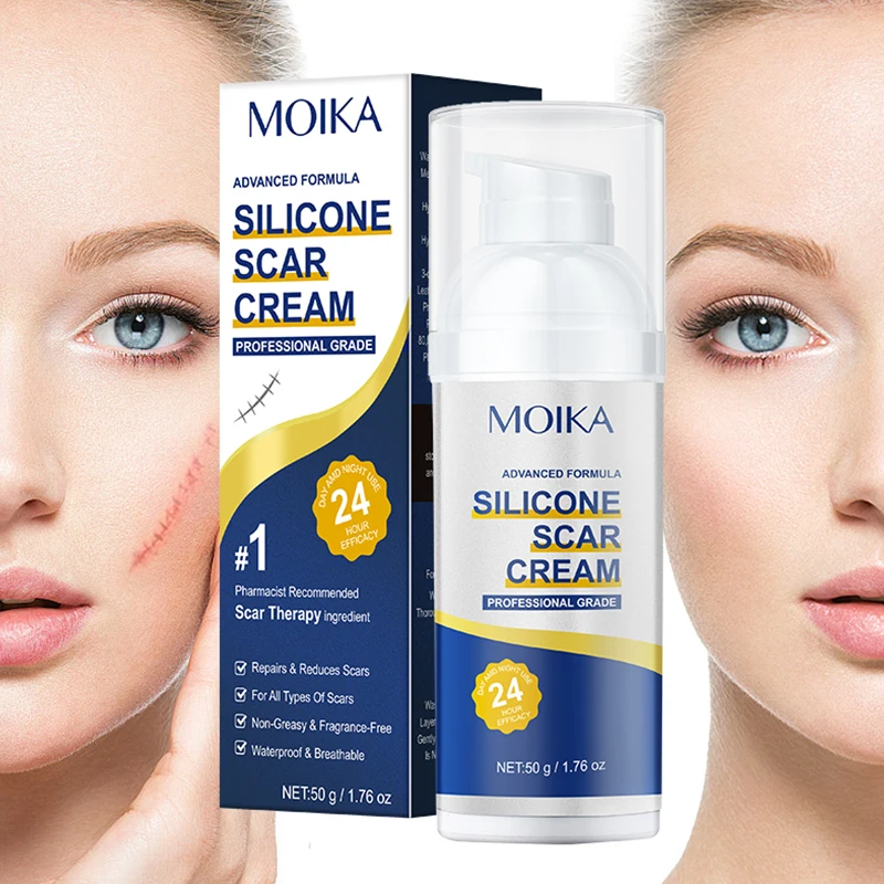 

Крем для шрамов MOIKA с силиконом восстанавливает кожу после различных видов шрамов, не оставляет жирных следов, без запаха, водостойкий, дышащий.