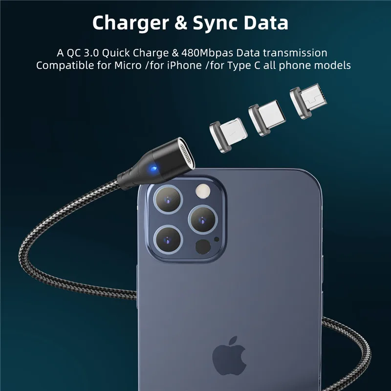 3A Magnetic Cable Type C Super Fast Charging Micro USB Cable USB C Magnet Charger For iPhone 15 14 Huawei Xiaomi Phone Wire Cord image 3