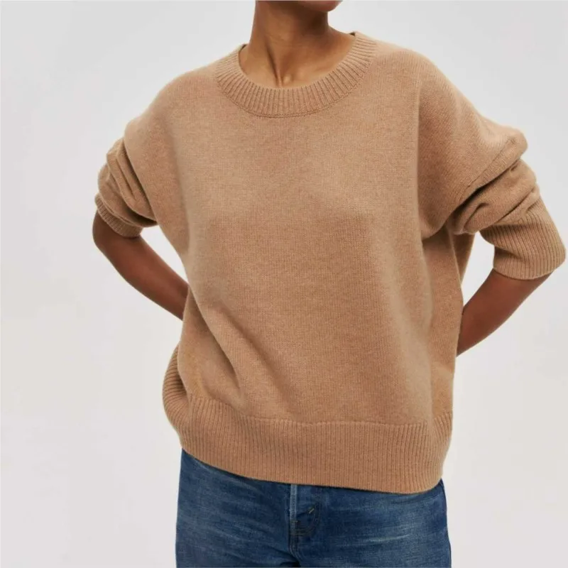 

Solid Color Sweater For Women Elegant 2024 Autumn Women's Pullover Loose Knitted Sweater O-neck Basic Sweater For Women Winter