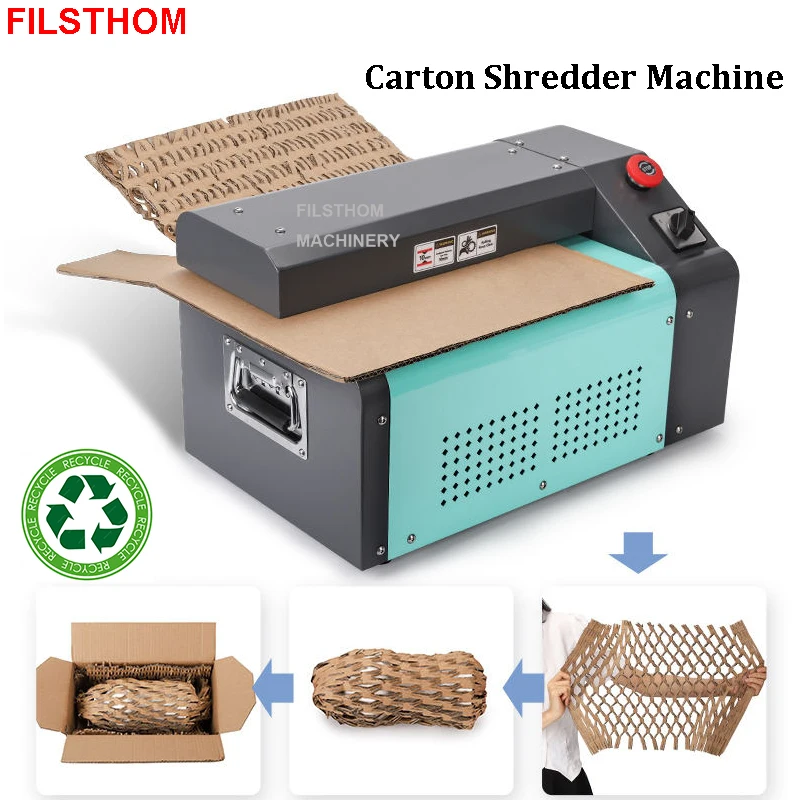 Carton Cutting Machine Cardboard Corrugated Box Shredder For Cushioning Packing Width 350 450 550mm Environmental Friendly