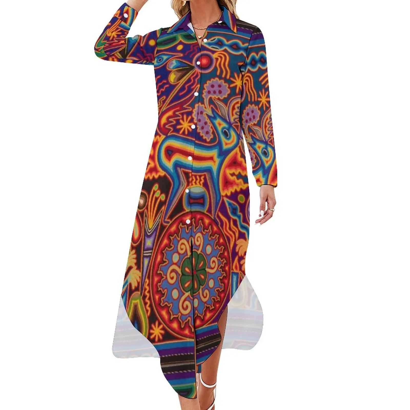 

Huichol Long Sleeved Shirt Dress women's evening dresses evening dress ladies