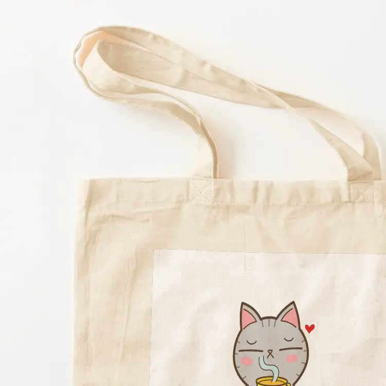 Coffee loving cat Tote Bag Customizable tote Reusable bags custom women