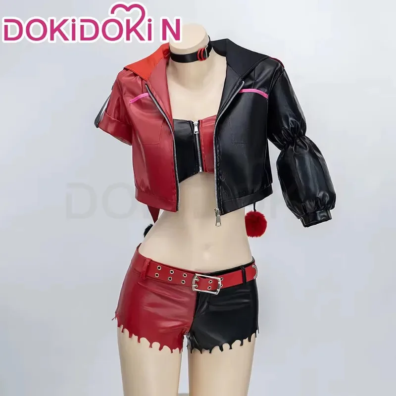 

В НАЛИЧИИ Супер женский костюм злодея аниме【XS-3XL】DokiDoki-SR женский красный черный костюм плохая девушка реквизит для косплея Хэллоуин;8,k'5;h