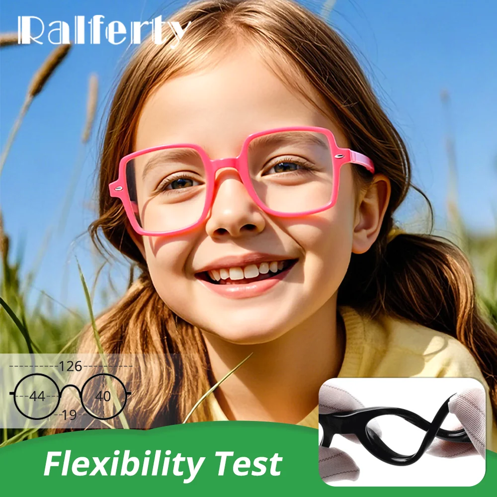 2025 Flexible Kids Eyeglasses Frame Girl Boy Blue Light Blockers Oversized Square Eyewear Frame Computer Glasses Children Oculos