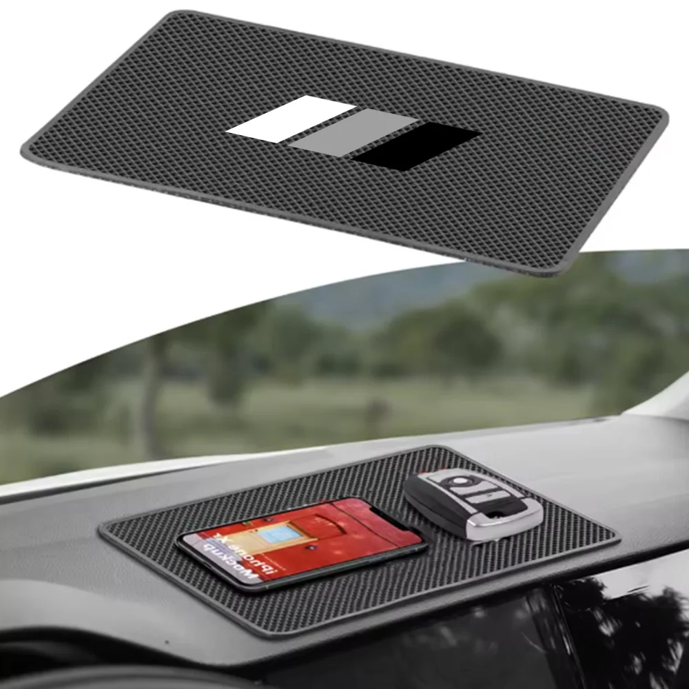 Car Dashboard Anti-Slip Silicone Mat, White, Gray, Black Diagonal Lines, Multi-Functional, Universal for Storing Mobile Phones and Keys, Car Interior Accessories