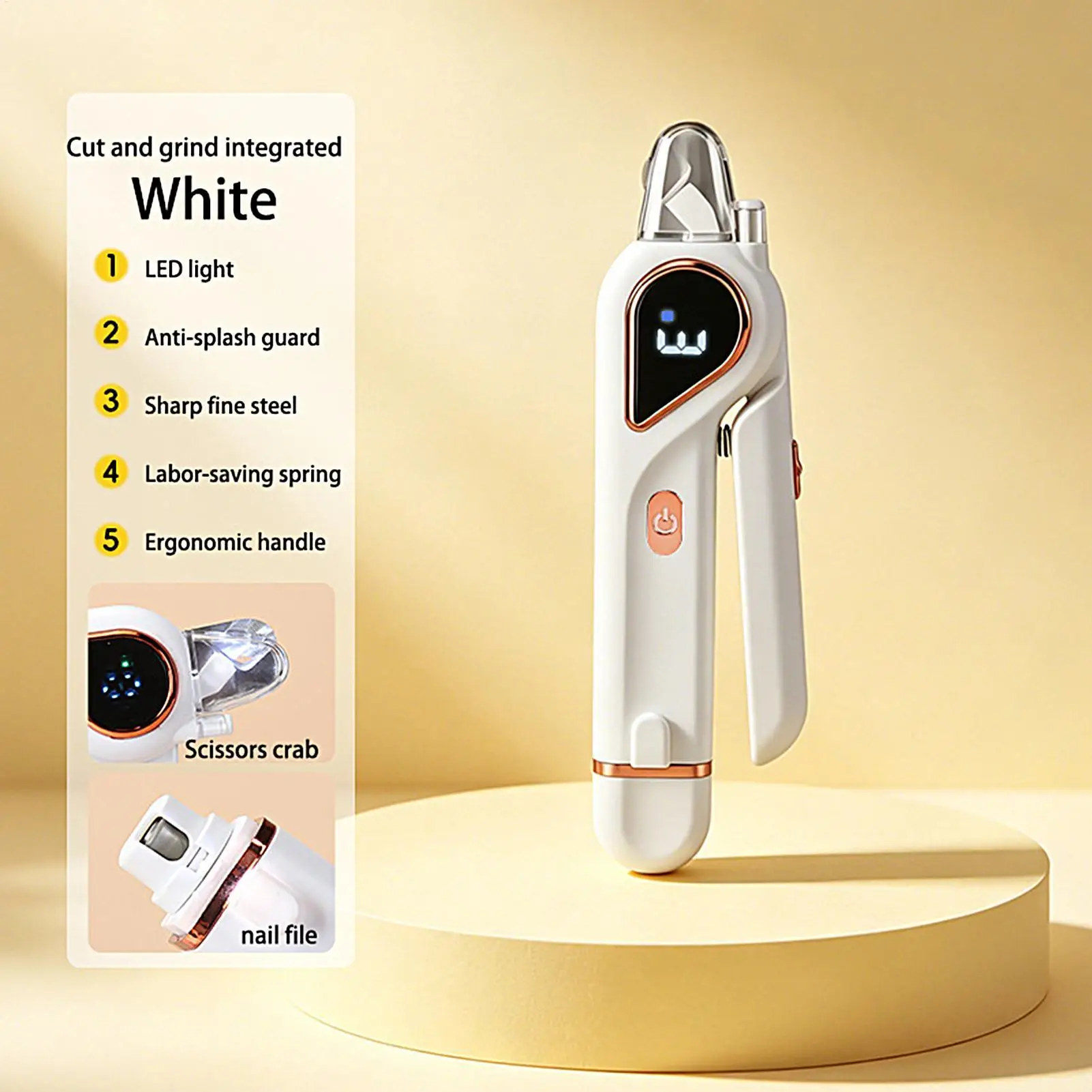 Dog Nail Trimmer With Light 2 In 1 Professional Grooming Tool With File 3 Speeds Rechargeable Pet Nail Trimmer For Trimming
