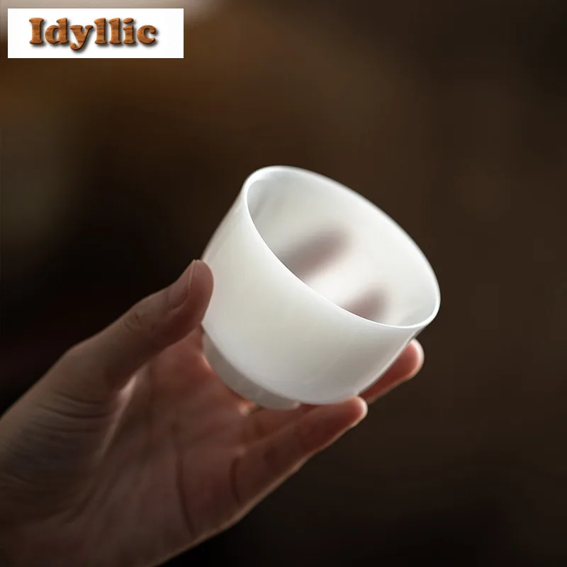 

110ml Icy Jade Teacup Vintage Tea Bowl Water Jug Tea-tasting Meditation Cup Chazhan Master Cups Chinese Tea Household Tea Items