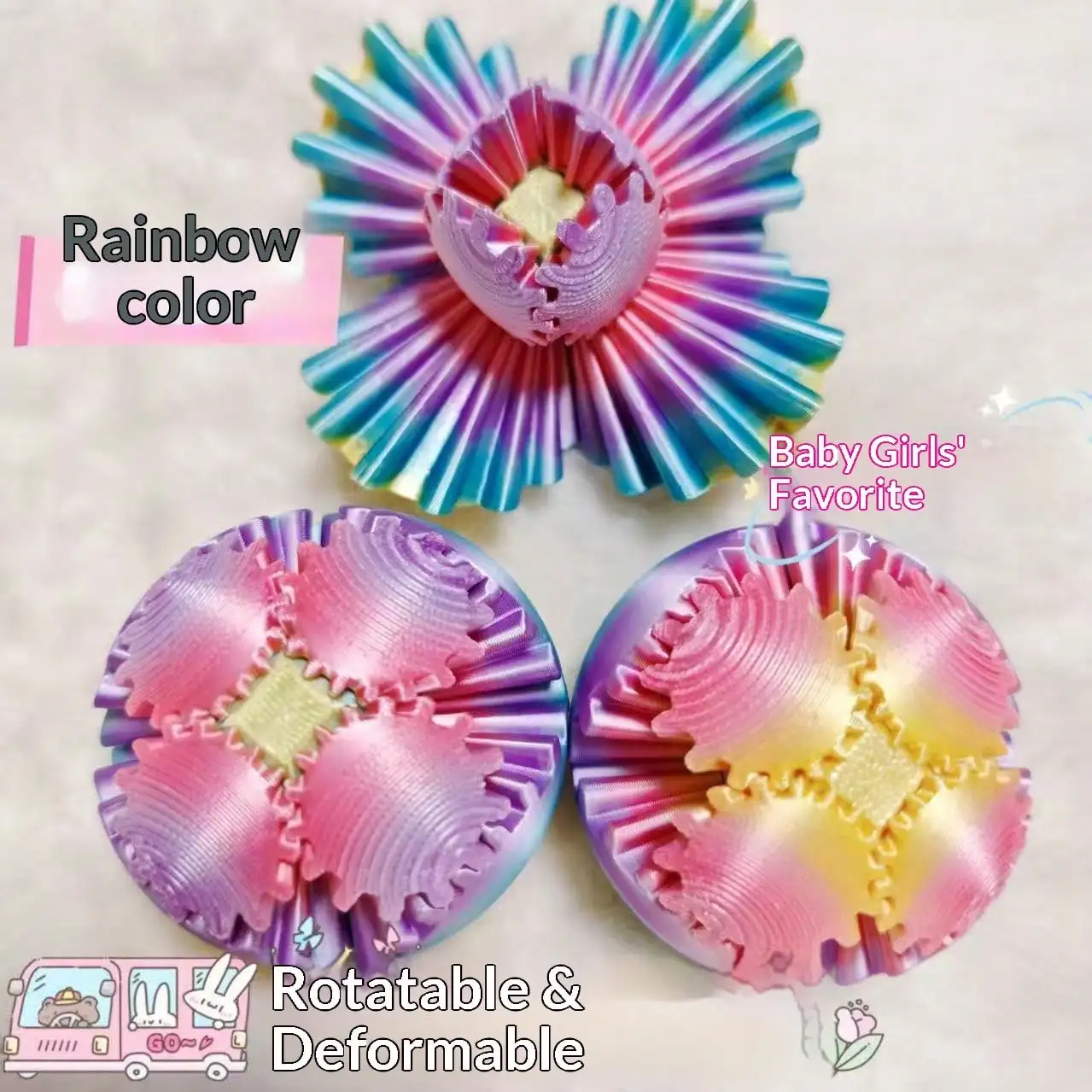 1Pc 3D Printed Gear Sphere Ball – Colorful Gear Ball Fidget Gear Sphere Puzzle Cube Stress Relief Toy for Office and Home.
